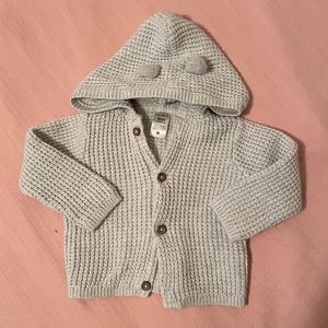 Gray hooded cardigan sweater 9mo